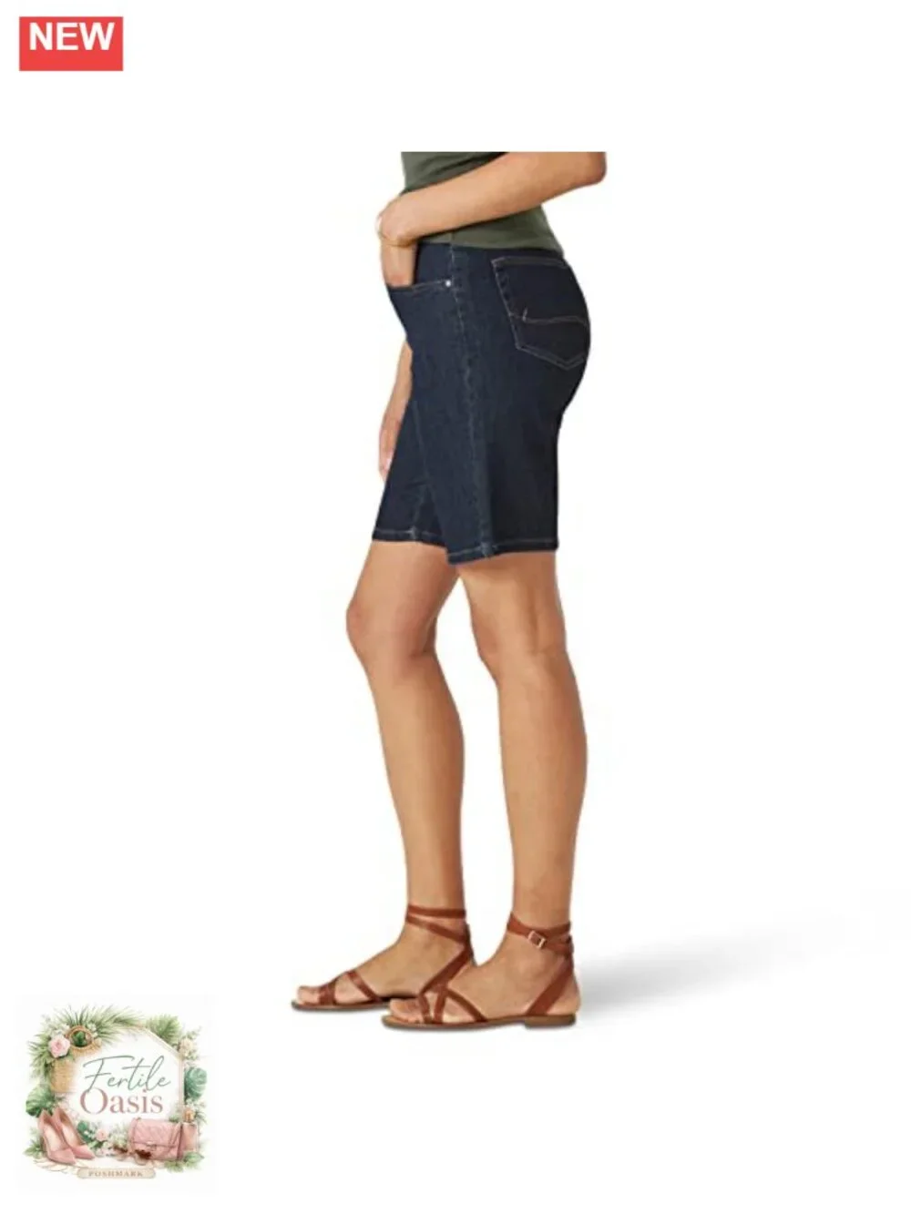 Women's Relaxed Fit Bermuda Denim Shorts Mid-Rise 10